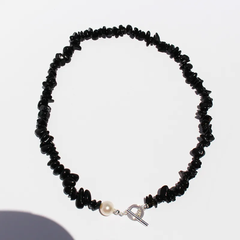 Elegant Black Stone Bead Necklace